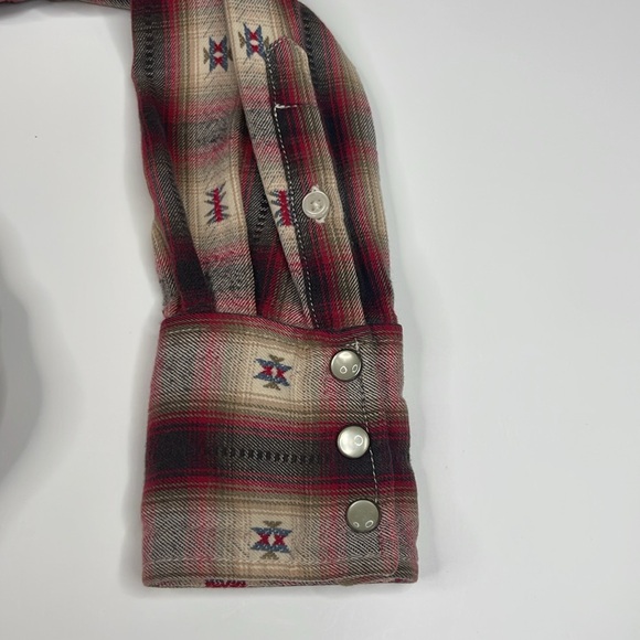 Ralph Lauren Denim & Supply Tan Red Western Plaid Flannel Buttondown Size XS - Picture 9 of 9
